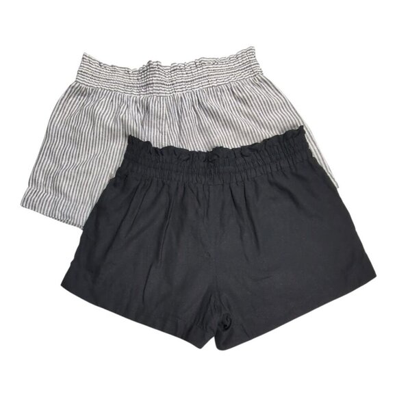 A New Day Linen Blend Shorts Lot Drawstring Paperbag Striped Solid Womens Large - Picture 2 of 11
